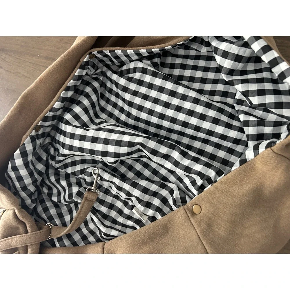 Nextfri Pet Carrier Sling Brown Crossbody Dog Cat Bag Gingham Lining Adjustable